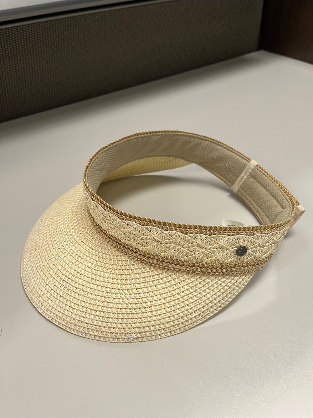 Sunday Afternoons Women's Cream Straw Visor with Braided Trim